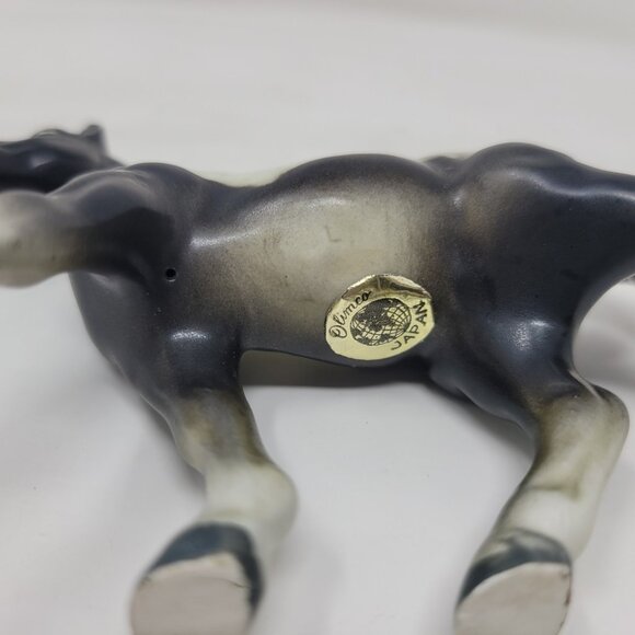 Vintage Porcelain Black White Appaloosa Horse Figurine Small Japan Olimco Pony - Picture 8 of 10